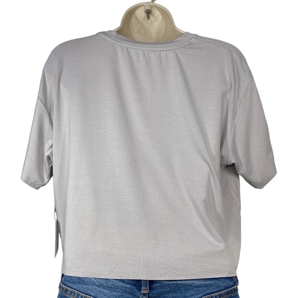 ALL THE WAYS NEW Sidney Boxy Raw Edge Crop Tee in Grey Size M - Picture 7 of 11